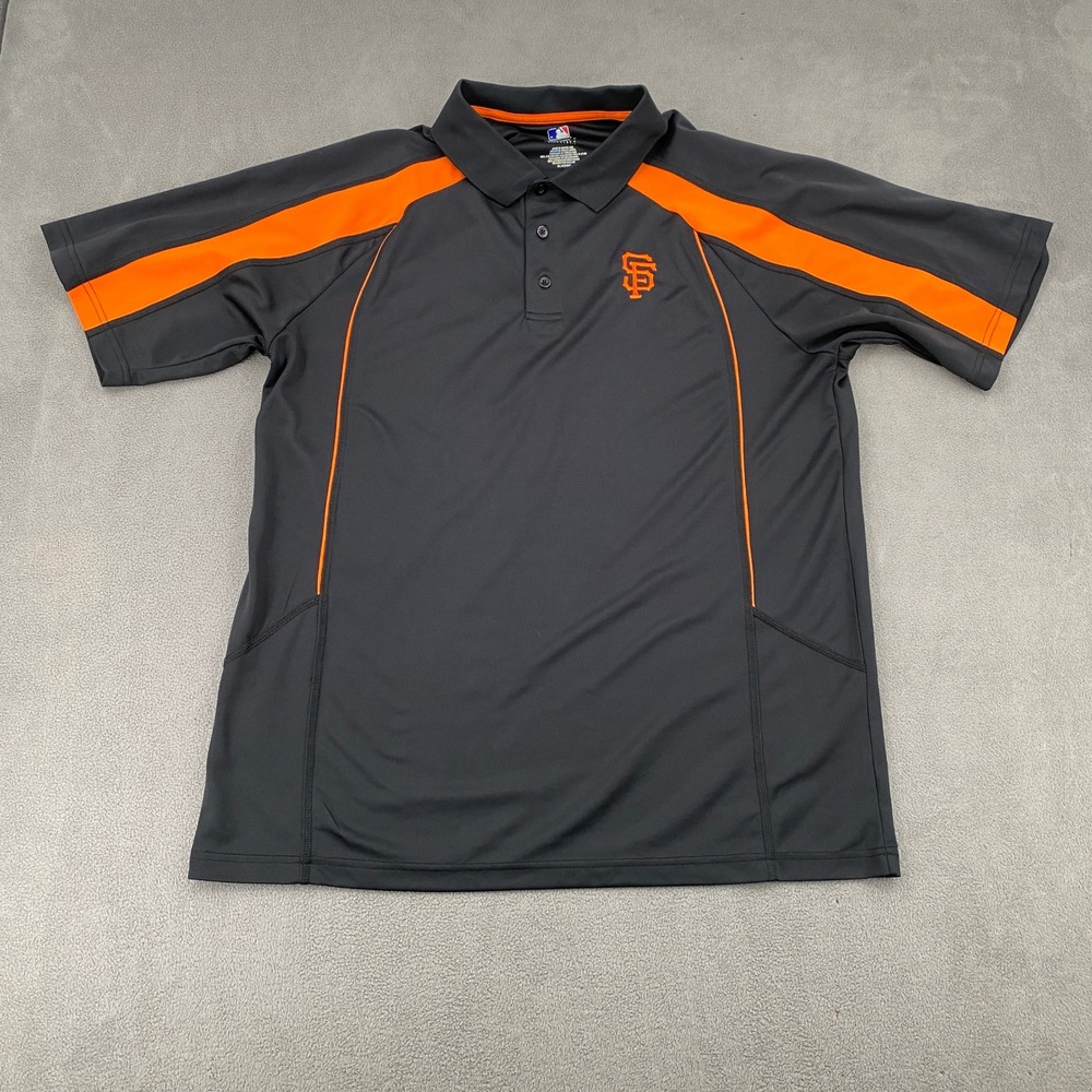 MLB San Francisco Giants Polo Shirt Mens XL Gray Orange Short Sleeve Performance